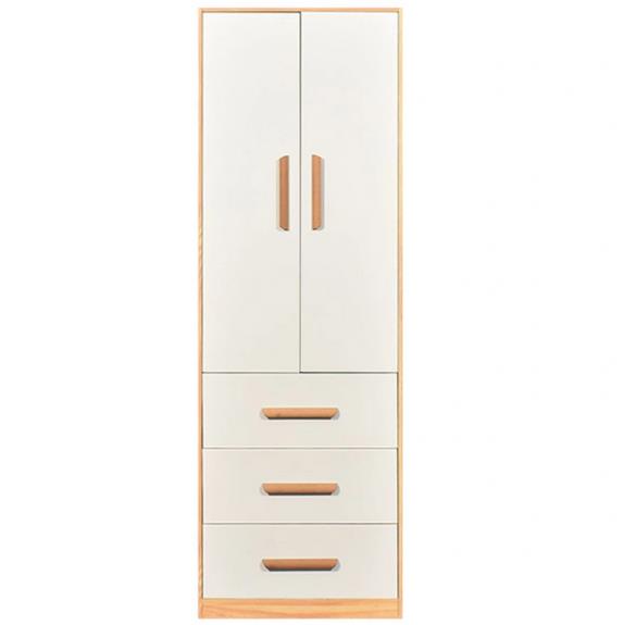 Steel Double Door Shelves White Wardrobe with Mirror Cabinet