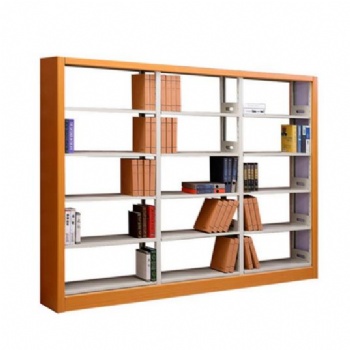 Modern Double Side School Metal Wooden Office Furniture Library Bookshelf